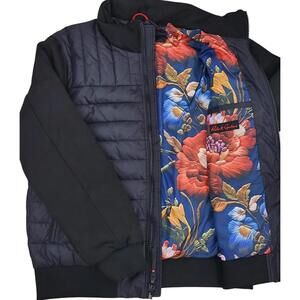 Robert Graham Quilted Bomber Jacket Mens XL Black Nylon Water Repellent NWT